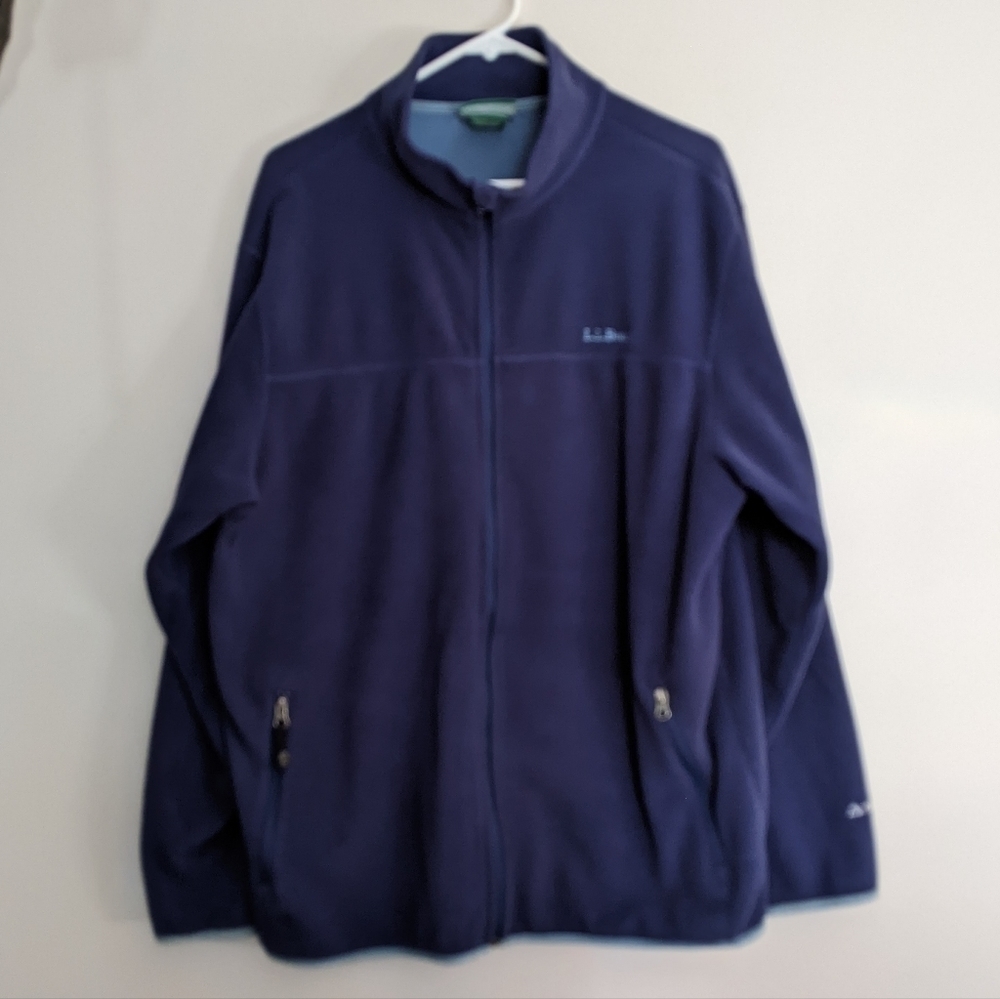 L.L. Bean Polartec Blue Zip Fleece Hooded Jacket